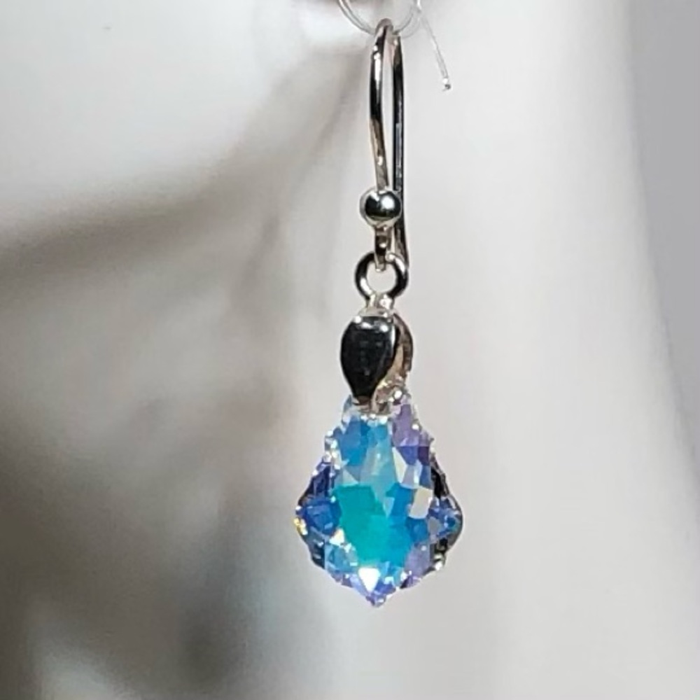 Iridescent Teardrop Earrings Peruvian Silver 950 - Picture 1 of 5